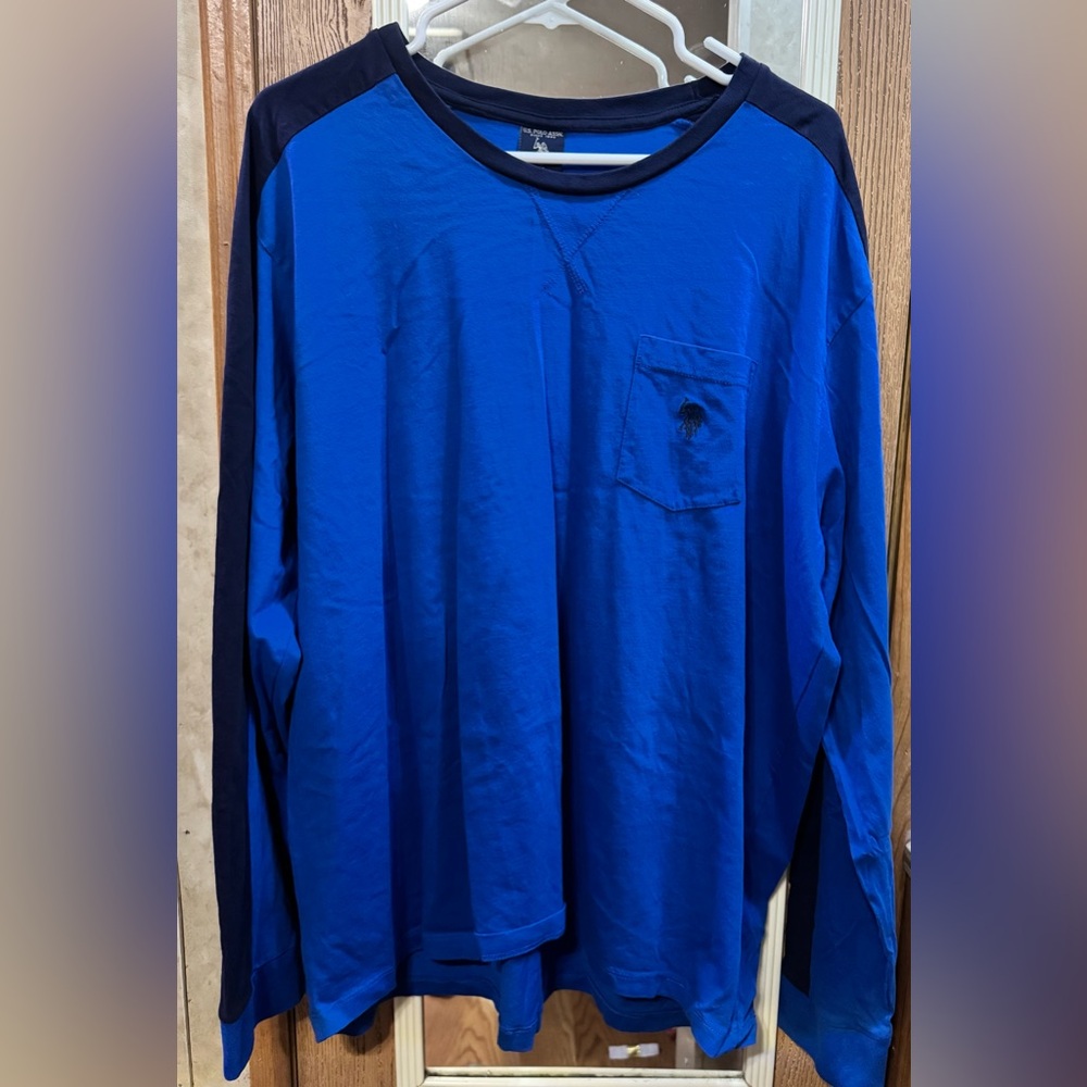 U.S. Polo Assn. Royal Blue Long Sleeve Shirt | Raglan Contrast Sleeves Size XXL